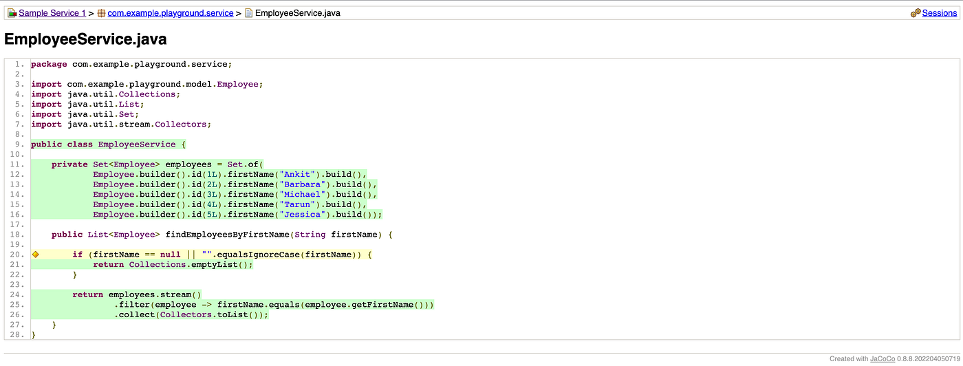 Missing Null Test Code Coverage
